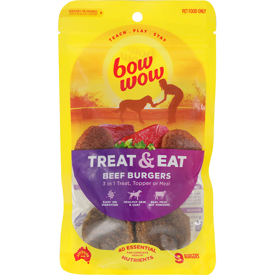 Bow Wow Treat & Eat Beef Burgers 9 pack