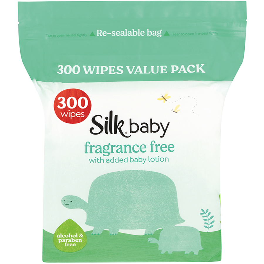 Silk Fragrance Free Wipes 300's